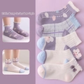 Breathable mesh baby crew socks set with purple bows and cute rabbit patterns - Mesh Purple Rabbit / 3-5 Years (Feet length 13-15cm)
