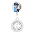 Orologio da infermiera retrattile con simpatico personaggio e cinturino in silicone - Bianco Infermiere