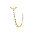Dettaglio dell'orecchino a polsino dorato con nappa e zirconi micro-incastonati - Stile Oro Bianco(JQH0319-GG-4-SI)