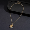 Detail of 18K gold-plated hollow flower pendant necklace with colorful zircons - Necklace (Gold Real Gold Plated)