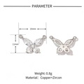 Détail du pendentif papillon en zircon argenté mesurant 16mm sur 11mm en cuivre - YE027-1 Argent Papillon