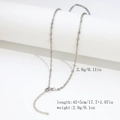 Minimalist silver wavy snake chain necklace in stainless steel with 17.7+1.97in length - 2.8mm Wave Chain - Silver