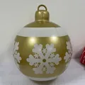 Palla di Natale gonfiabile in PVC dorato con grandi fiocchi di neve bianchi e LED - Fiocco di Neve Dorato