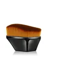 Black hexagonal petal foundation brush with dense synthetic bristles and dust cover - Curved Head (With Dust Box) / Black