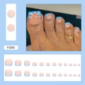 Set unghie finte per piedi con nuvole cielo blu e punte francesi, modello F086, 24 pezzi - Stile Cielo Blu e Nuvole Bianche (F086)