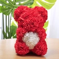 25cm red rose bear with white heart pattern for Valentine's Day flower gift decoration - 23CM Naked Bear (Without Box) / Red with White Heart