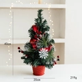 Mini Nordic tabletop Christmas tree 40cm with red berries and plaid ribbons in a basket - 40cm Red Christmas Tree