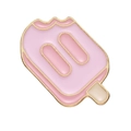Pin's en émail en forme de glace rose avec bords dorés et design minimaliste - Style de Glace (XZ8742)