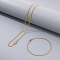 Conjunto de collar y pulsera de cadena cubana bañada en oro con acabado muy pulido - 2mm / Pulsera 20CM / Dorado