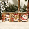 Set di 3 decorazioni natalizie in legno con pupazzo di neve, renna e Babbo Natale - Combinazione Babbo Natale Pupazzo di Neve Renna