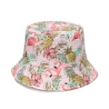 Pink tropical bucket hat with flamingo and pineapple print for summer beach sun protection - Light Pink Flamingo Pineapple (E)