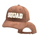 Brown corduroy baseball cap featuring SQUAD chenille letter patch and metal back buckle - SQUAD-Coffee