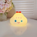 Cute warm yellow cloud night light with a red bow and soft glow for cozy decor - Red Cloud