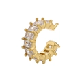 Elegante brazalete de oreja dorado con circonitas cuadradas brillantes en forma de C - Dorado