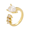 Polierter 18K Gold offener Ring mit eleganten Birnenform-Zirkonia-Steinen besetzt - Goldene Marquisform
