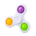Three-arm fidget spinner in white with purple, yellow, and green silicone bubbles - White Fidget Spinner