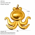 Macro shot of 18k gold plated stainless steel octopus pendant showing detailed dimensions - Octopus Shape(SP912G)