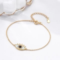 Bracciale occhio del male in argento 925 placcato oro con smalto blu e cristalli scintillanti - Oro