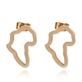 Détail de boucles d'oreilles carte d'Afrique en acier inoxydable doré avec reflet miroir - Style Puce Carte Ajourée / E174 Or Rose