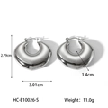 Detailed size specifications for silver hollow heart hoop earrings with weight details - Silver Style (HC-E10026-S)