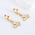 Elegant gold-plated stainless steel butterfly earrings with white shell inlay for women - Large Butterfly
