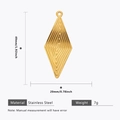 Detail of golden rhombus stainless steel pendant with textured concentric ripples - Gold Textured Rhombus Pendant