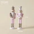 Pink and silver nutcracker soldier figurines set holding tree and drum 21cm height - Large Size Set AB 2pcs