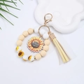 Detail of sunflower keychain with yellow tassel and Happy Mother's Day inscription - Yellow Sunflower Mother's Day