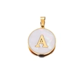 Detailed macro view of a 22mm gold stainless steel letter A pendant with shell inlay - Letter A / 22mm (1 Piece/Pack) / Gold