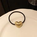 Elastico per capelli con ciondolo a cuore in metallo dorato spazzolato opaco per coda - Cuore Spazzolato Oro