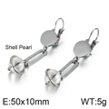 Orecchini pendenti in argento con perle di conchiglia e ganci 50x10mm - Acciaio (KE88415-KFC)
