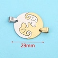 Two-piece gold and silver dog head puzzle pendant in polished stainless steel, 29mm size - Round Dog - Silver/Gold