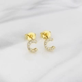 Elegant gold plated letter C stud earrings with sparkling cubic zirconia inlay - Letter C
