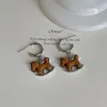 11# Boucles d'Oreilles Pendentif Perle Cheval à Bascule (Tige Argent)