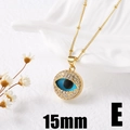 18k gold plated heart necklace with 15mm blue evil eye zircon pendant style E - Style E Round 15mm