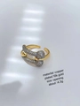 Detail of 18K gold plated two-tone adjustable ring with micro-pave cubic zirconia - Two-tone Gold 1 (Criss-Cross Micro-inlay)