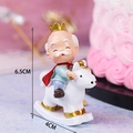 Cartoon resin elder figurine on white rocking horse for birthday cake decoration - Resin Grandpa with Crown