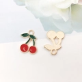 Ciondoli ciliegia in smalto dorato per gioielli DIY con finitura rossa e verde - Ciliegia Frutta 12x18mm