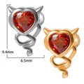 Teufel Herz Ohrstecker in Gold und Silber mit roten Zirkonia Edelsteinen - #7 (Teufelsherz) / 0.8x6x3mm / Silber