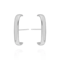 Polierte silberne C-förmige Ohrstecker mit glattem Metallic-Finish und feiner Reflexion - Silber (W80024)