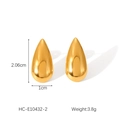Detailed view showing dimensions and weight of gold teardrop studs at 2.06cm by 1cm - Small Minimalist Gold Teardrop (HC-E10432-2)