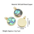 Pendaglio tondo in rame placcato oro 18K con conchiglia abalone e zirconi, 1,5x1,8cm - Stile C (Guscio di Abulone Rotondo - 2,1 g)