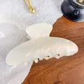 Iridescent milky white acrylic hair claw clip with shimmering pearlescent finish - 9cm / Mermaid White
