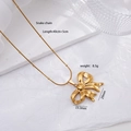 Collana con ciondolo a fiocco dorato su catena snake, lunghezza 40+5cm con perline - Fiocco 3D 2507