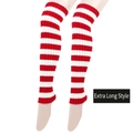 Extra long red and white striped knit leg warmers in a stylish loose slouchy fit - Extended 55cm / Red and White Striped