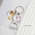 Detail view of silver metal bottle opener keychain with letter X and beer charms - Letter X