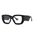 Modern oversized square sunglasses with thick black frames and stylish wide temples - Black