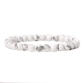 Minimalist natural white howlite beaded bracelet with gray marble texture for women - Howlite (FD6997) / 6mm/19cm