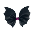 Detail of black faux leather bat wing hair clip with pink glitter center for Halloween - 1# Black Bat Pink Glitter Bow