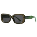 Occhiali da sole rettangolari verde oliva traslucido con stanghette effetto marmo - Montatura Verde Scuro Lente Nera (C7)